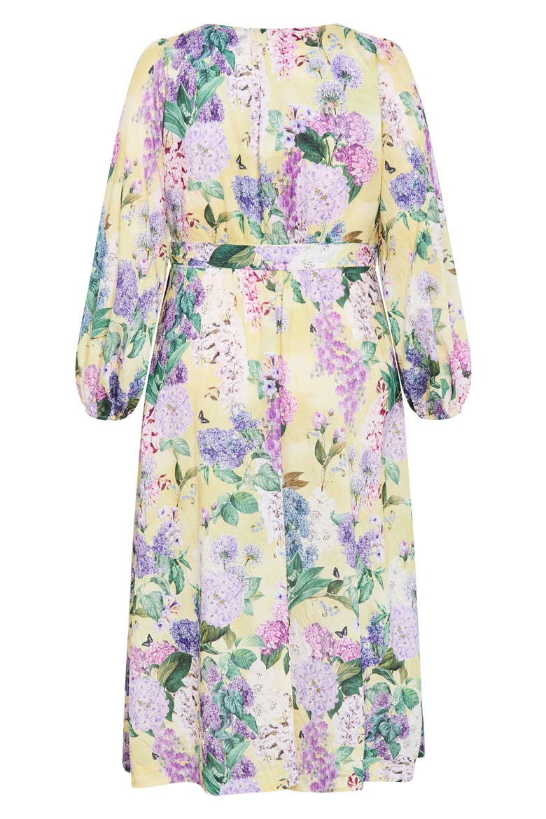 Anastasia Long Sleeve Maxi Wrap Dress, Alternate, color, LEMON HYDRANDRA