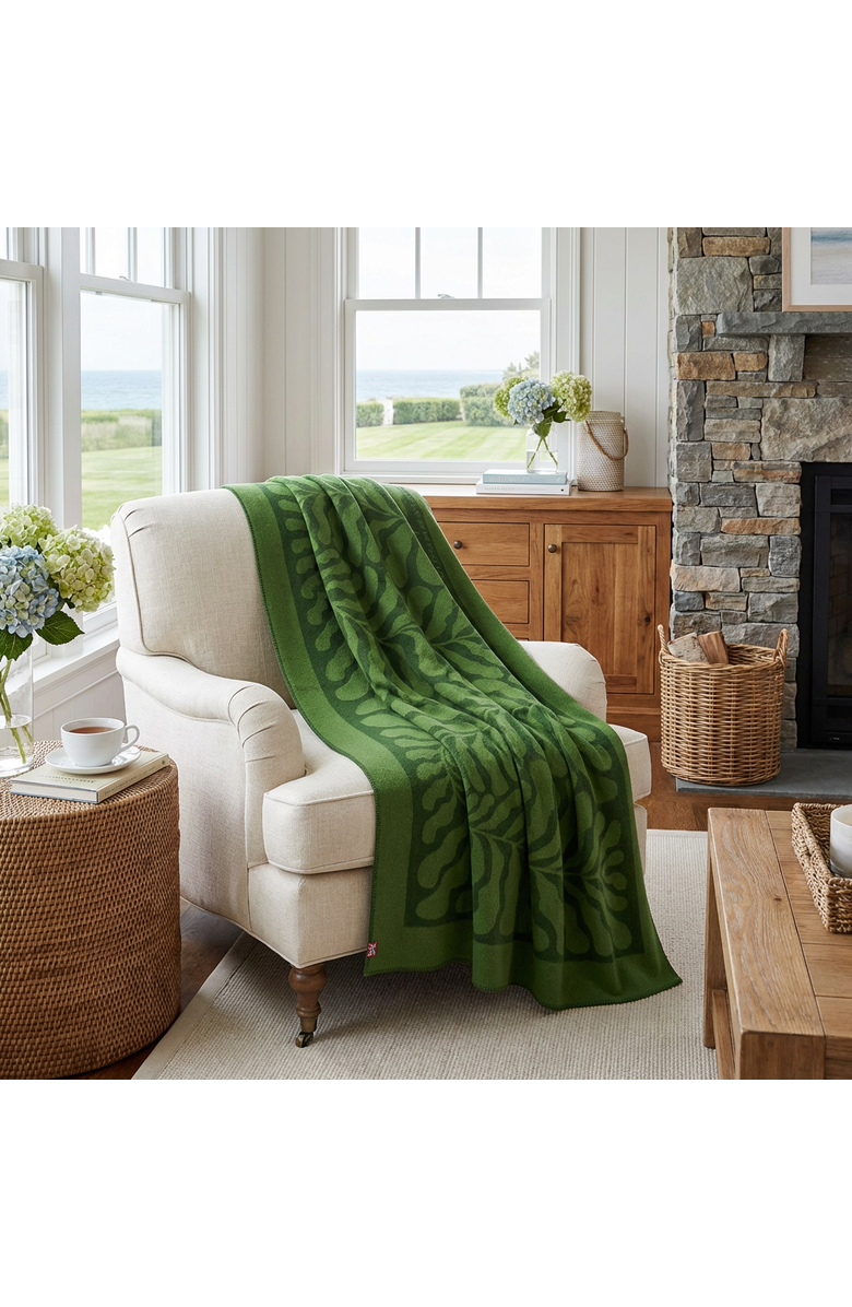 Prince of Scots Southampton Home Merino Wool Fleece Throw, Alternate, color, Leaf