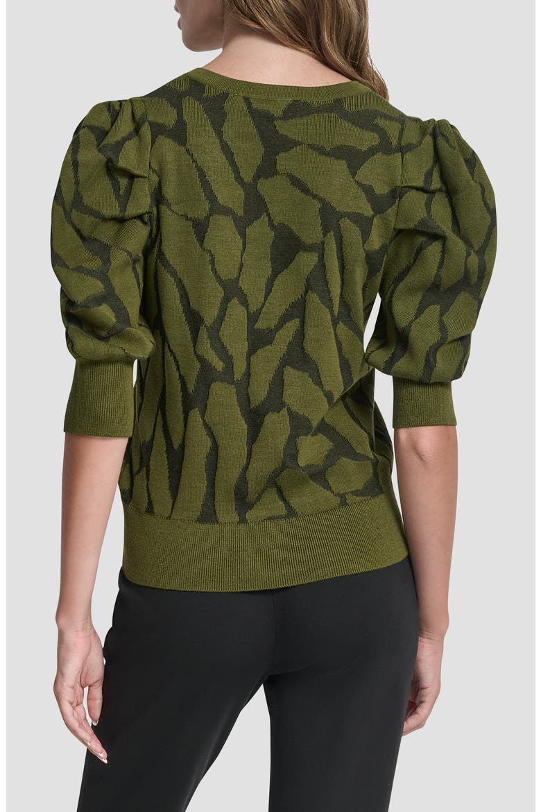 Texture Puff Sleeve Sweater, Alternate, color, DARK OLIVE
