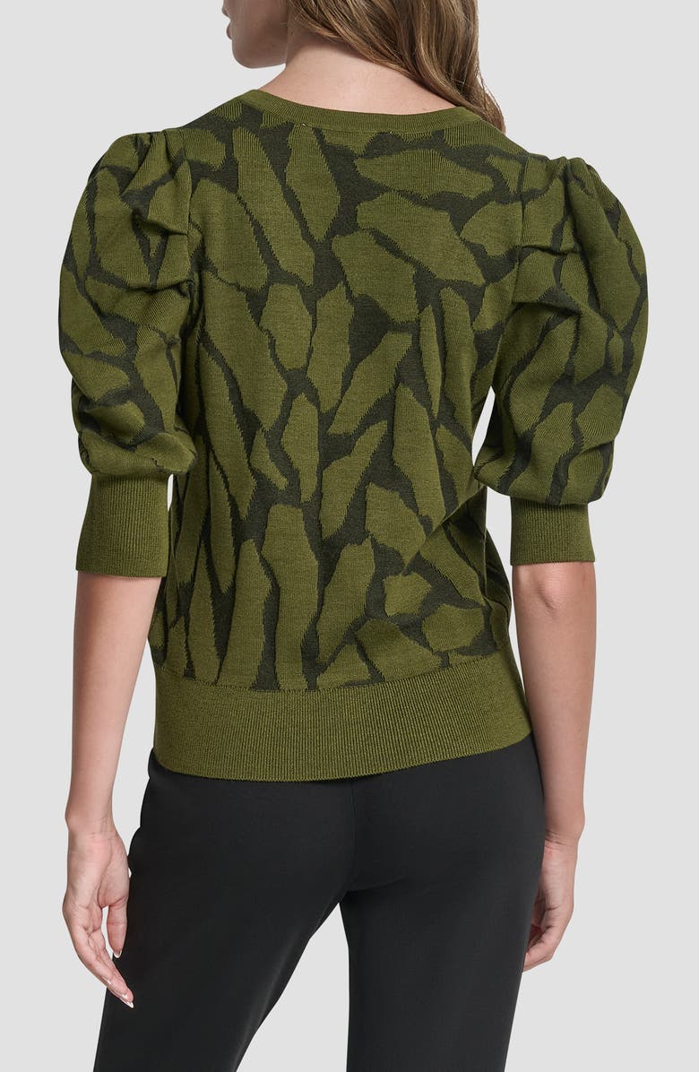 DKNY Texture Puff Sleeve Sweater, Alternate, color, Dark Olive