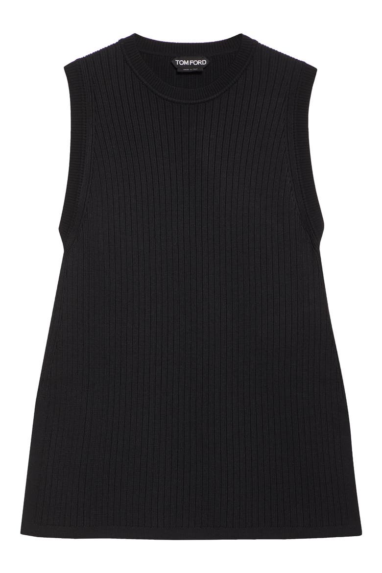 Sleeveless Rib Mini Sweater Dress, Alternate, color, BLACK