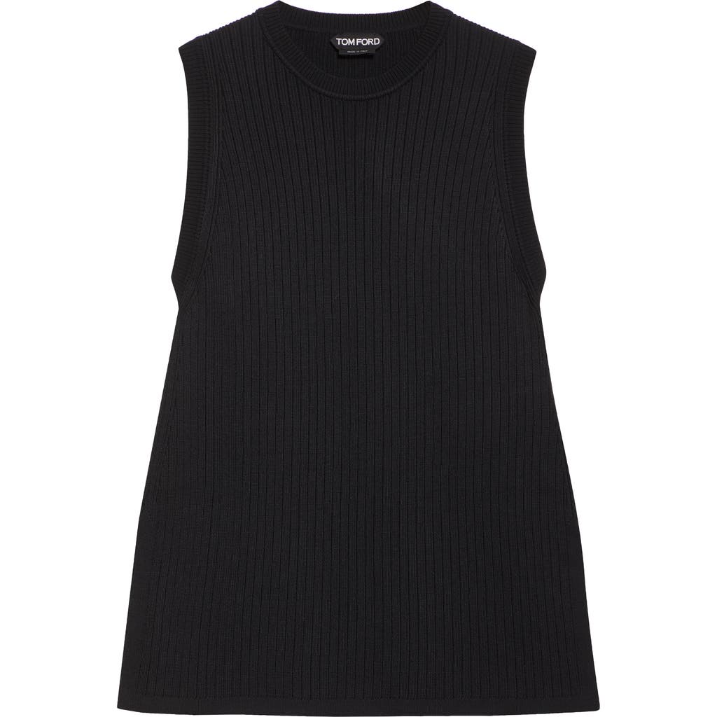 Tom Ford Sleeveless Rib Mini Sweater Dress In Black