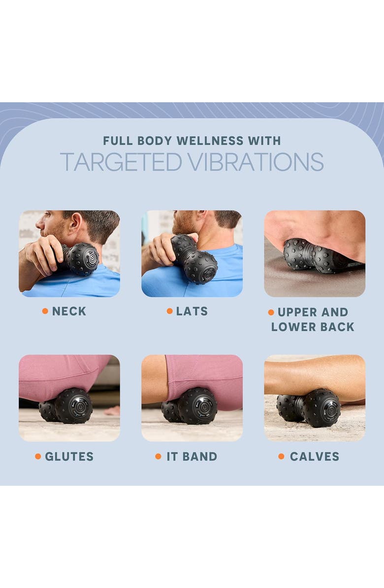 Lifepro Velocity Vibrating Peanut Massage Ball  4Speed Deep Tissue Recovery Roller, Alternate, color, Black