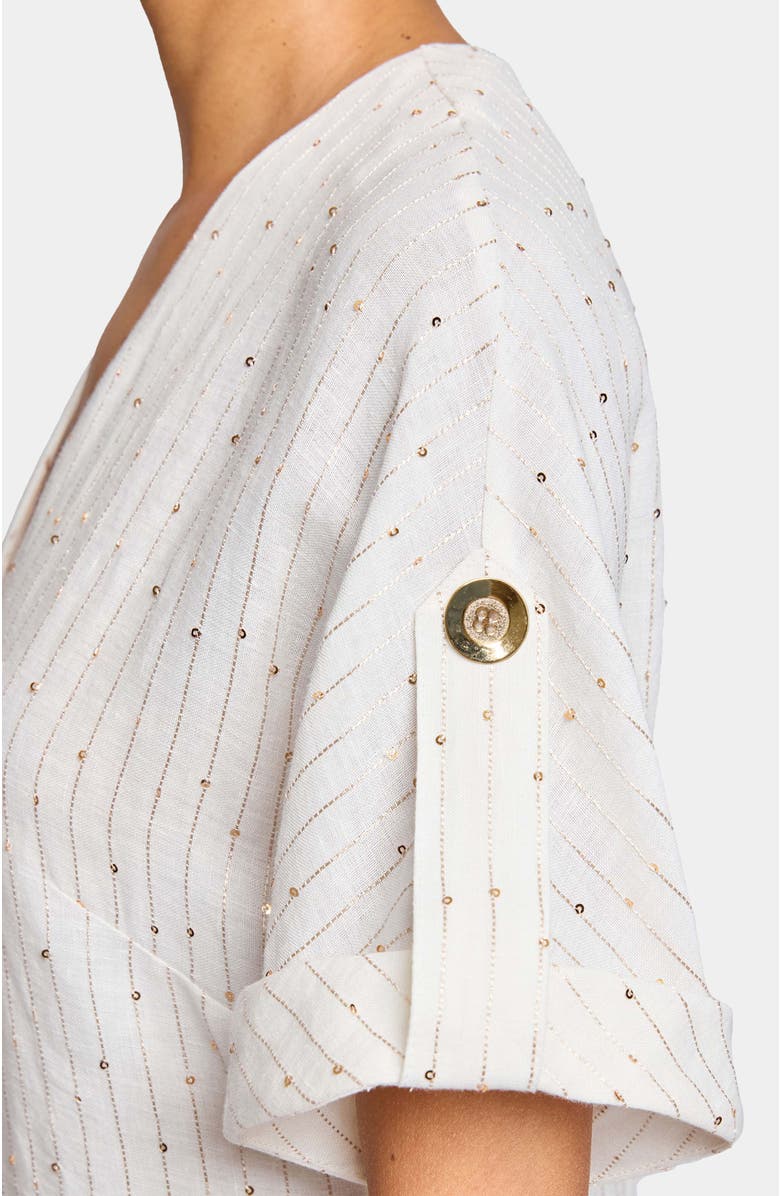 Santorelli SERAFINA Short Sleeve Midi Shift Dress, Alternate, color, Feather