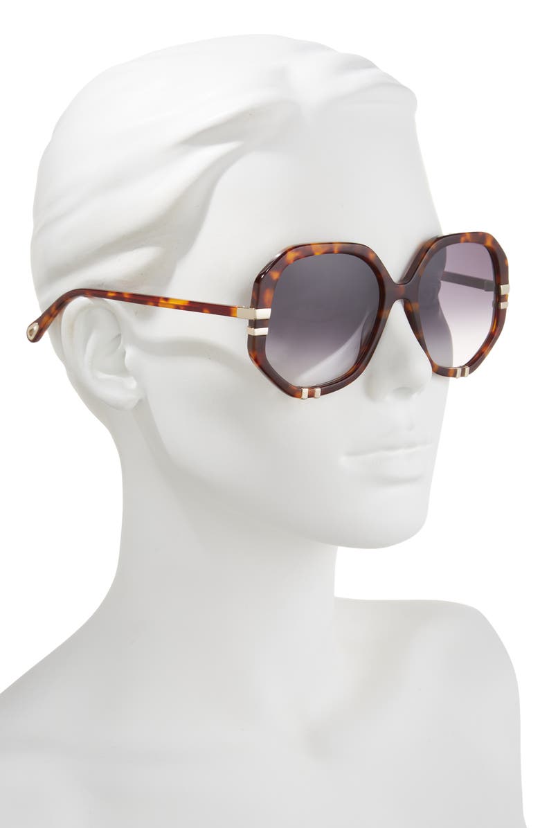 Chloé 58mm Round Sunglasses, Alternate, color, Havana Havana Grey