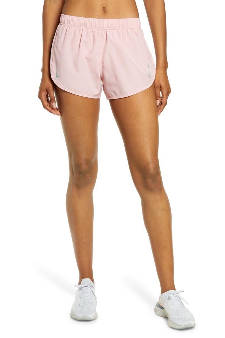 Tempo High Cut Running Shorts, Main, color, PINK GLAZE/ REFLECTIVE SILVER