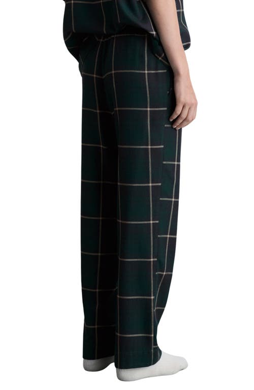 Mango Checked Straight Pants In Green