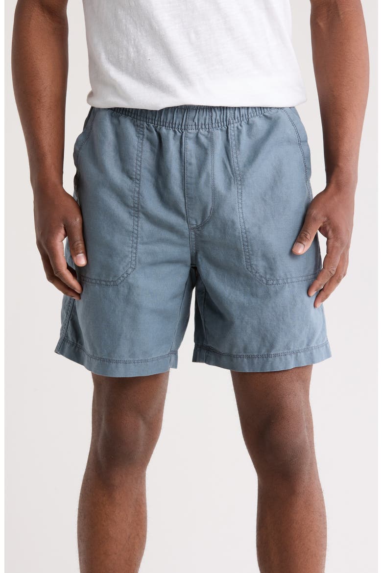 Cubano Linen & Cotton Pull-On Shorts, Main, color, GRAVITY