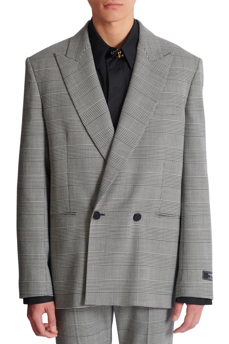 Prince of Wales 2-button blazer, Alternate, color, black