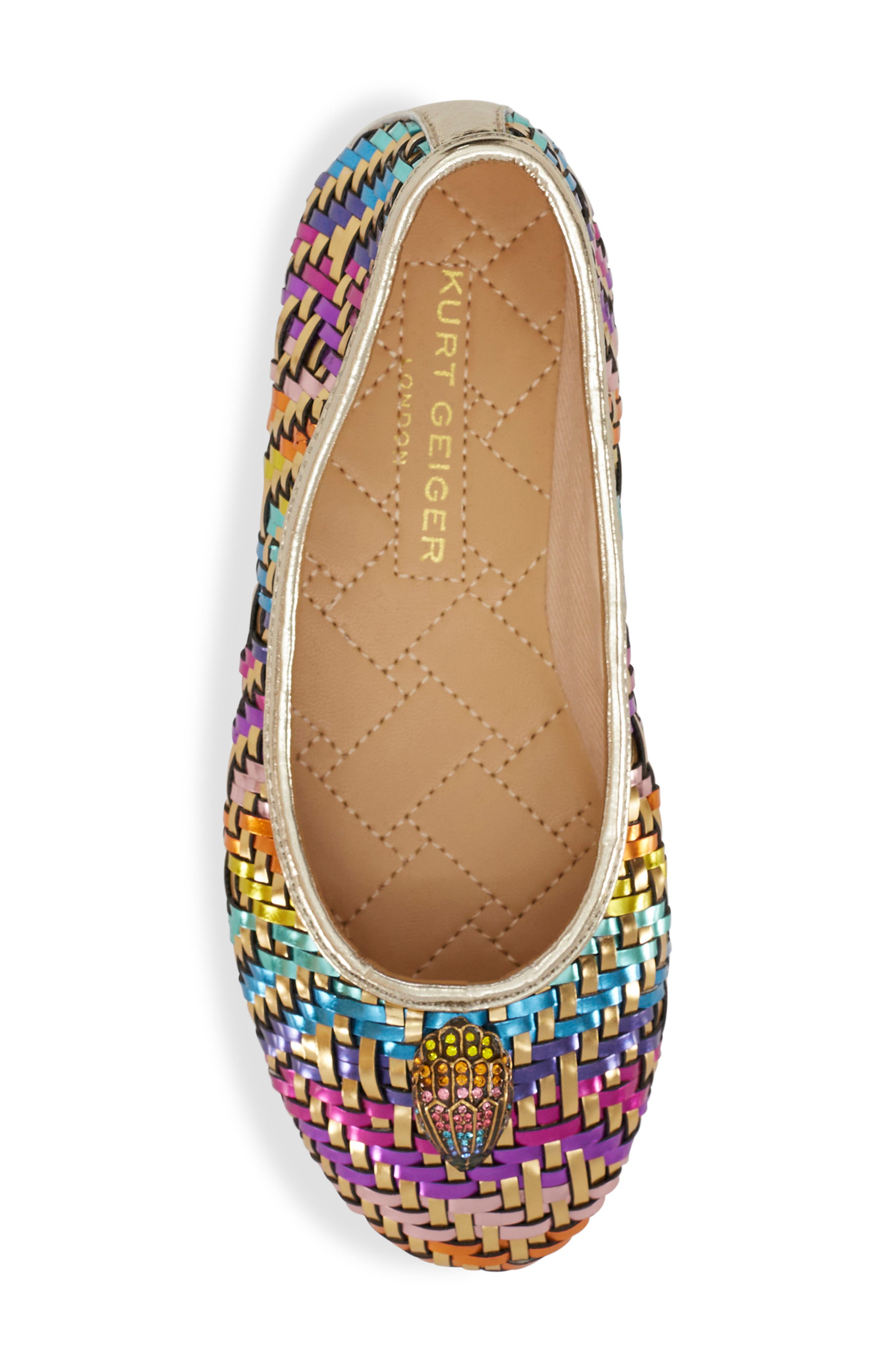 Kurt Geiger London Kids' Mini Eagle Ballerina Flat, Alternate, color, Gold Multi