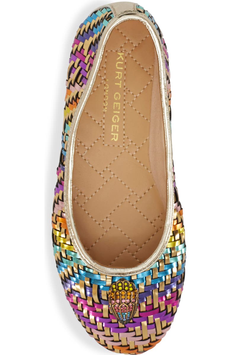 Kurt Geiger London Kids' Mini Eagle Ballerina Flat, Alternate, color, Gold Multi