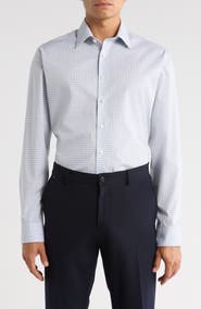 NORDSTROM RACK Trim Fit Grid Dress Shirt