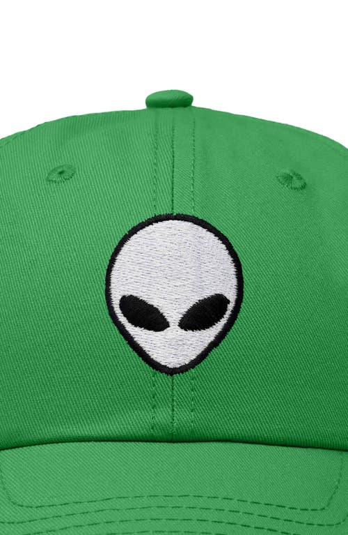 Dalix Alien Embroidered Classic Dad Cap In Kelly Green