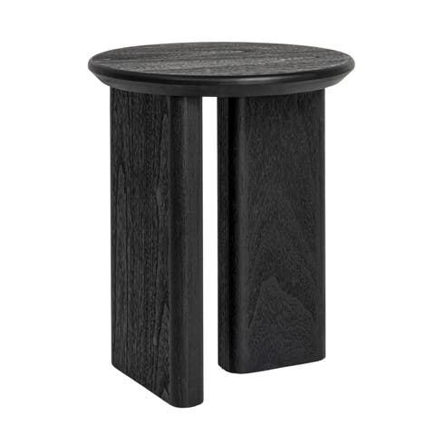 Asymmetrical Firwood Round End Table, Black
