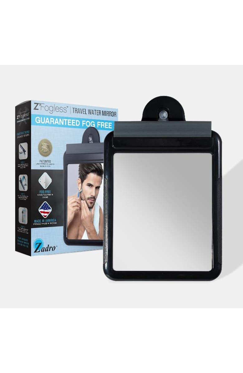Zadro Fogless Shower Mirror for Travel with Suction Cup & Squeegee, Alternate, color, Black