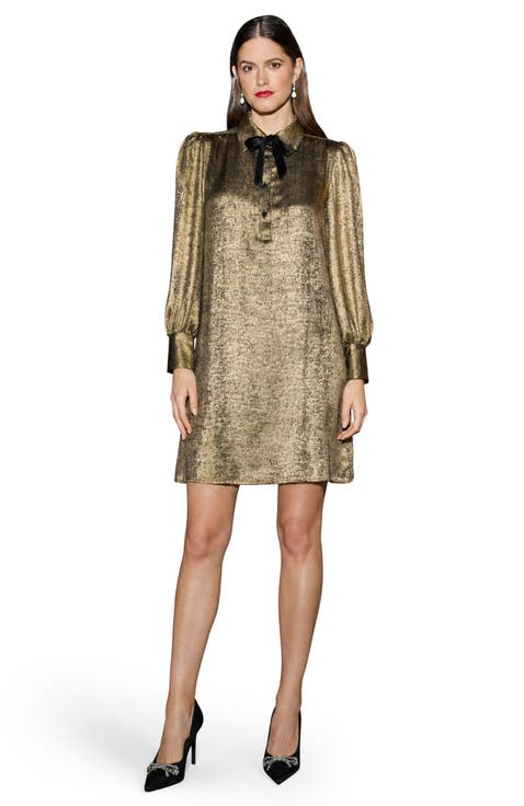 Luminous Bow-Tie Shirt Dress