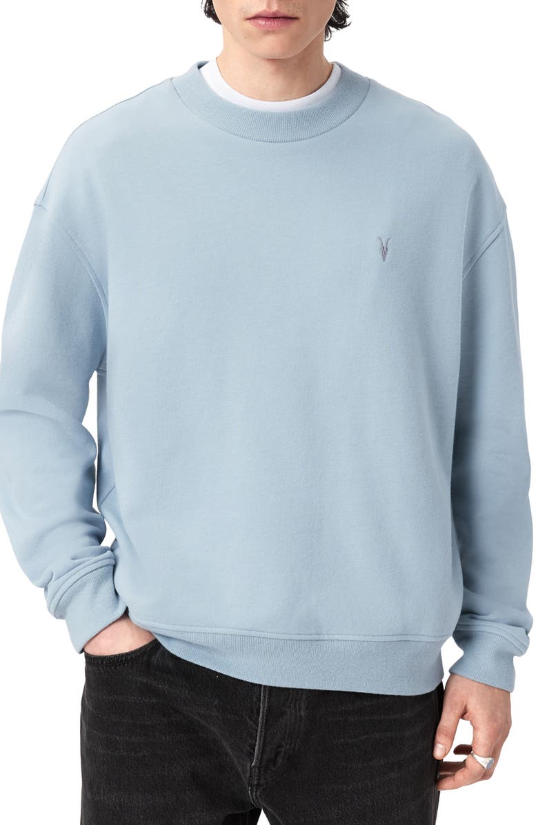 AllSaints Asher Crewneck Sweatshirt, Main, color, Misty Blue