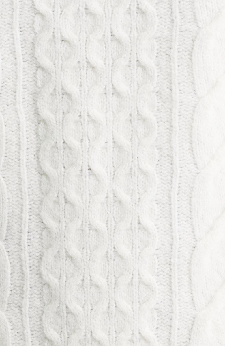 BOSS Hector Cable Virgin Wool & Silk Mock Neck Sweater, Alternate, color, Open White