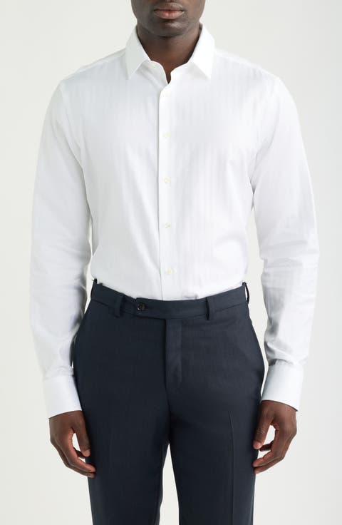 Regular Fit Herringbone Dress Shirt