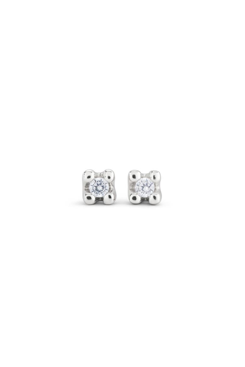 Zircon Stud Earrings, Main, color, Silver
