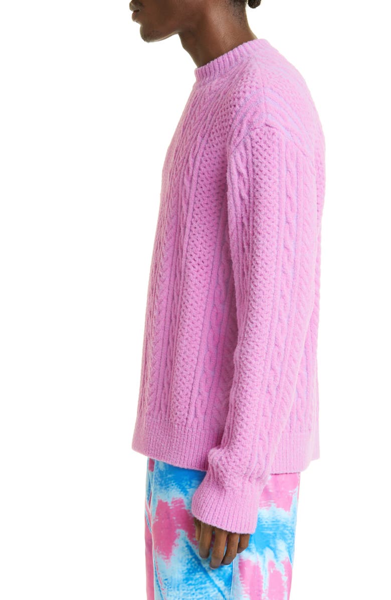 AGR Playful Crewneck Cable Knit Sweater, Alternate, color, 