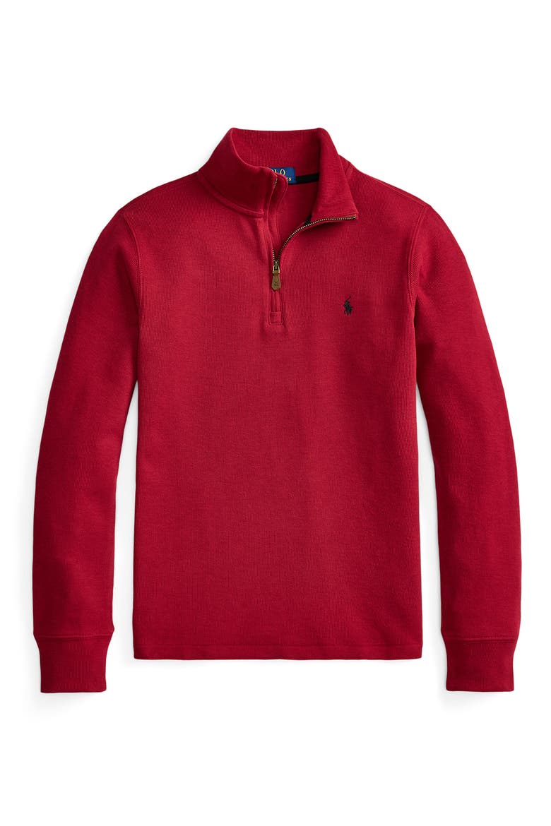 Kids' Estate Rib Quarter Zip Pullover, Main, color, EATON RED