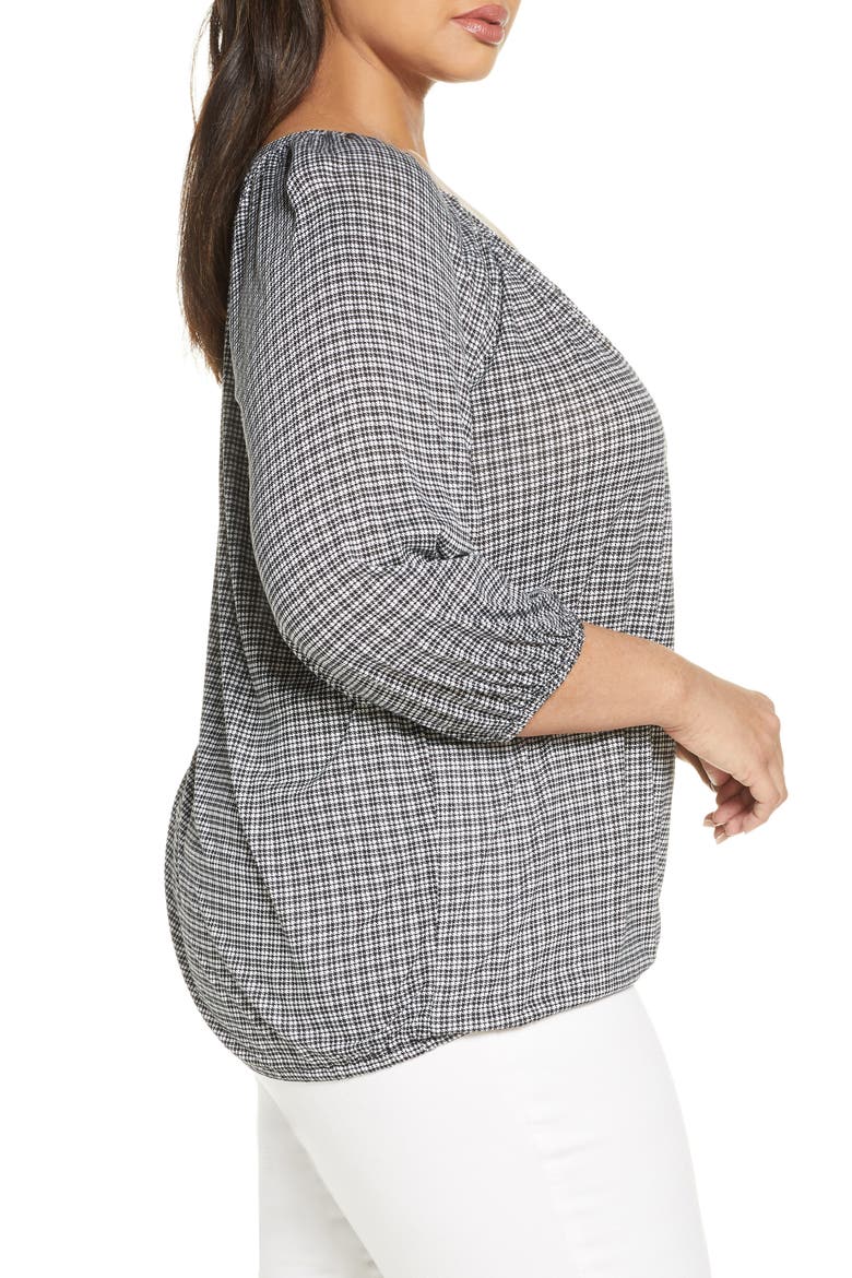 Cheeky Check Peasant Top, Alternate, color, WHITE