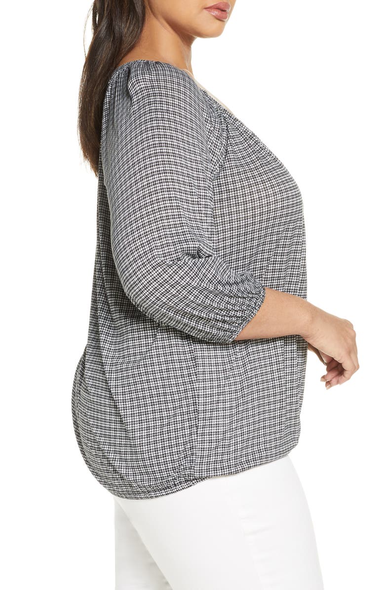 MICHAEL Michael Kors Cheeky Check Peasant Top, Alternate, color, 