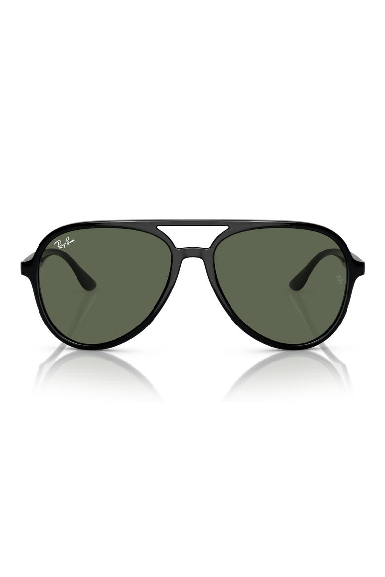57mm Pilot Sunglasses, Main, color, BLACK