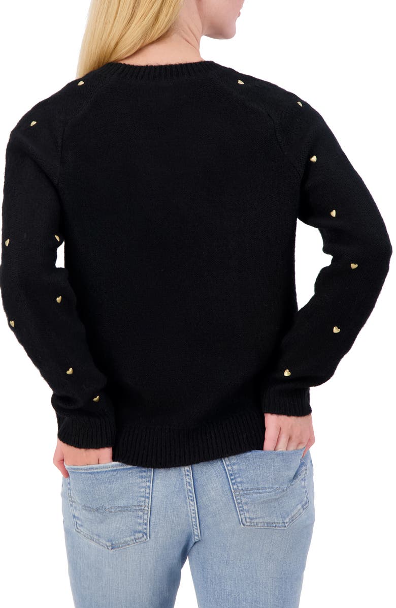 Lucky Brand Heart Stud Crewneck Sweater, Alternate, color, Black Combo