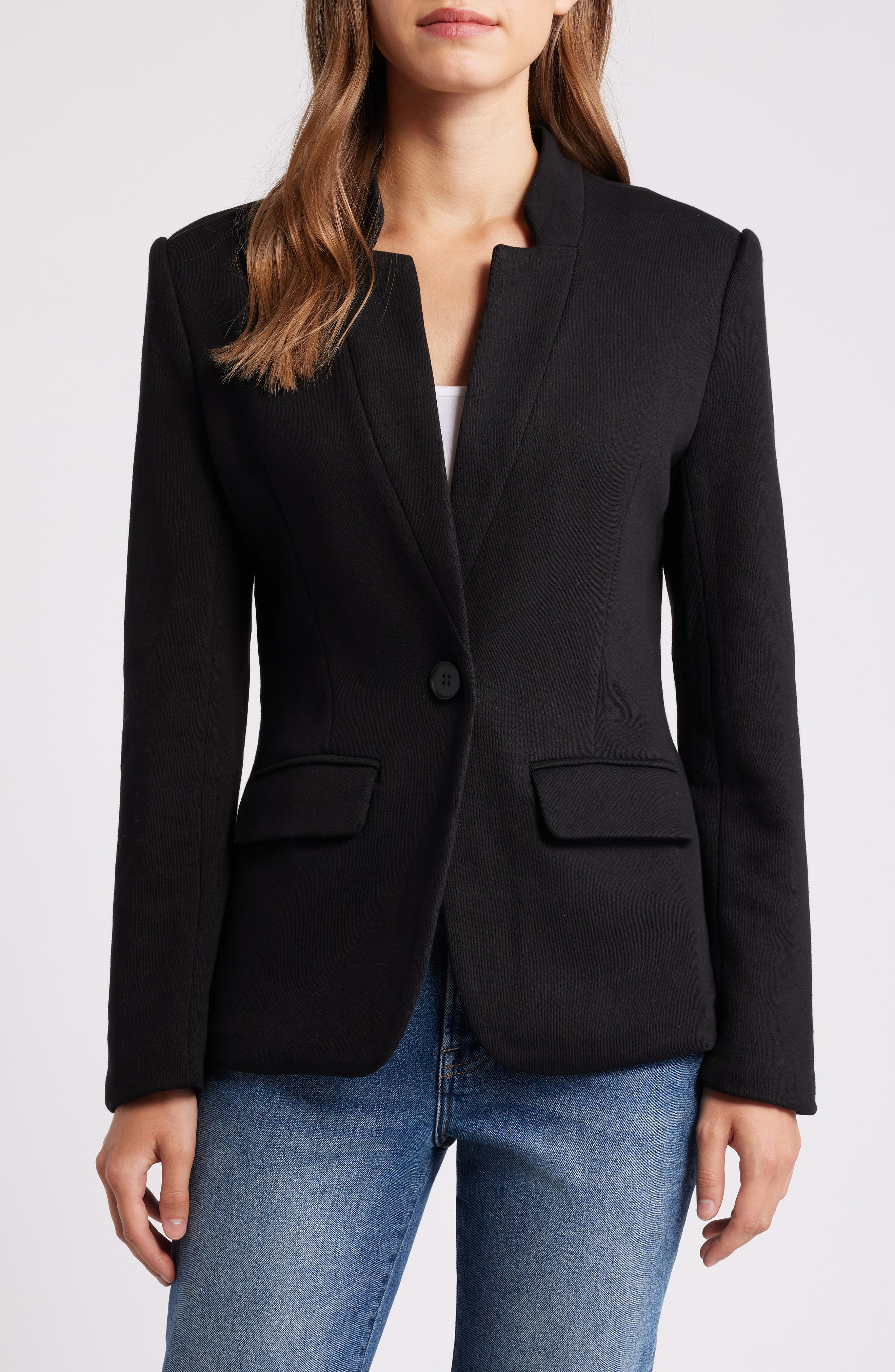 Женские пиджаки GIBSONLOOK Inverted Notch Collar Cotton Blend Knit Blazer — фото 4