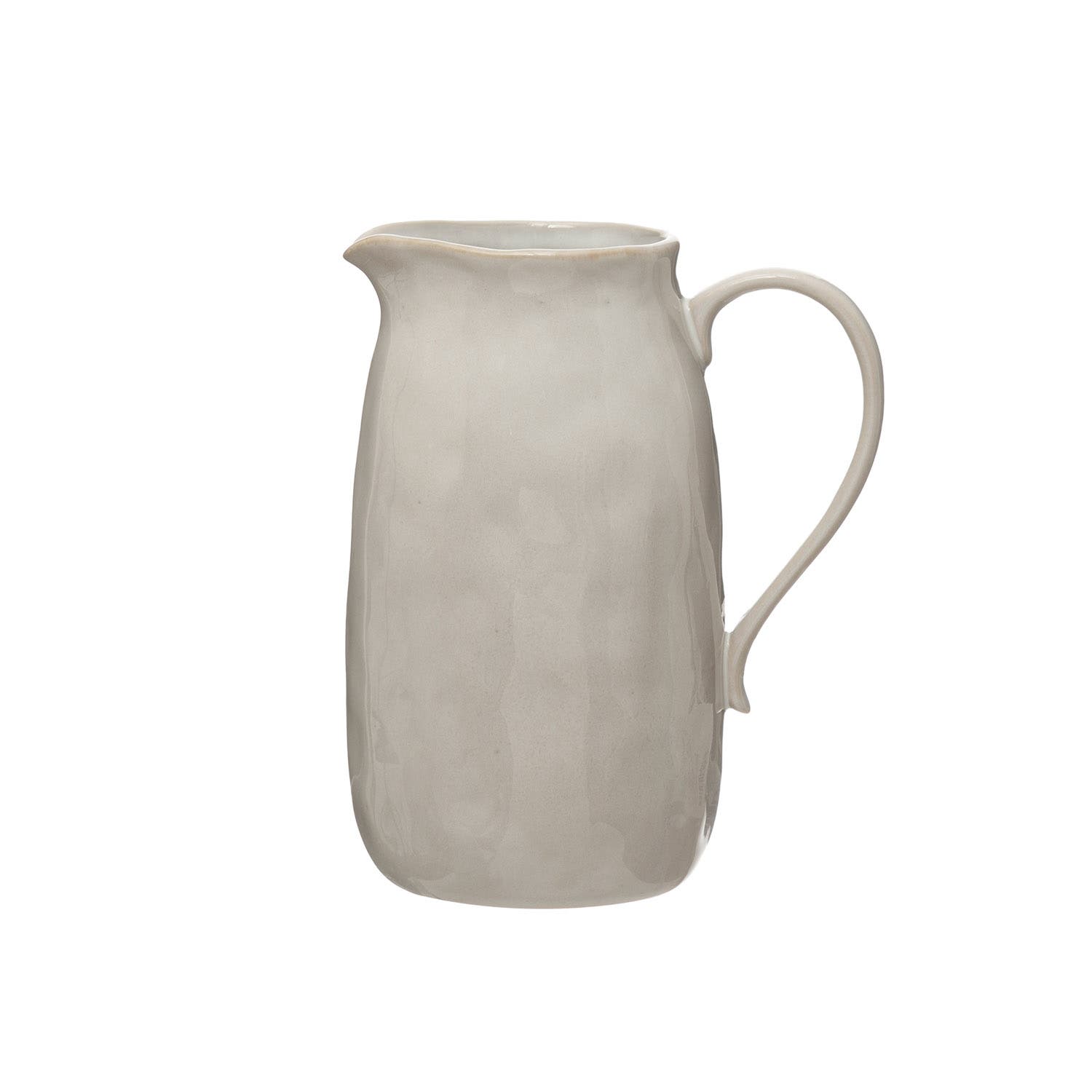 Storied Home Stoneware Pitcher - White