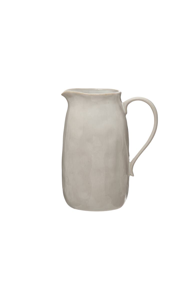 Stoneware Pitcher, Main, color, White