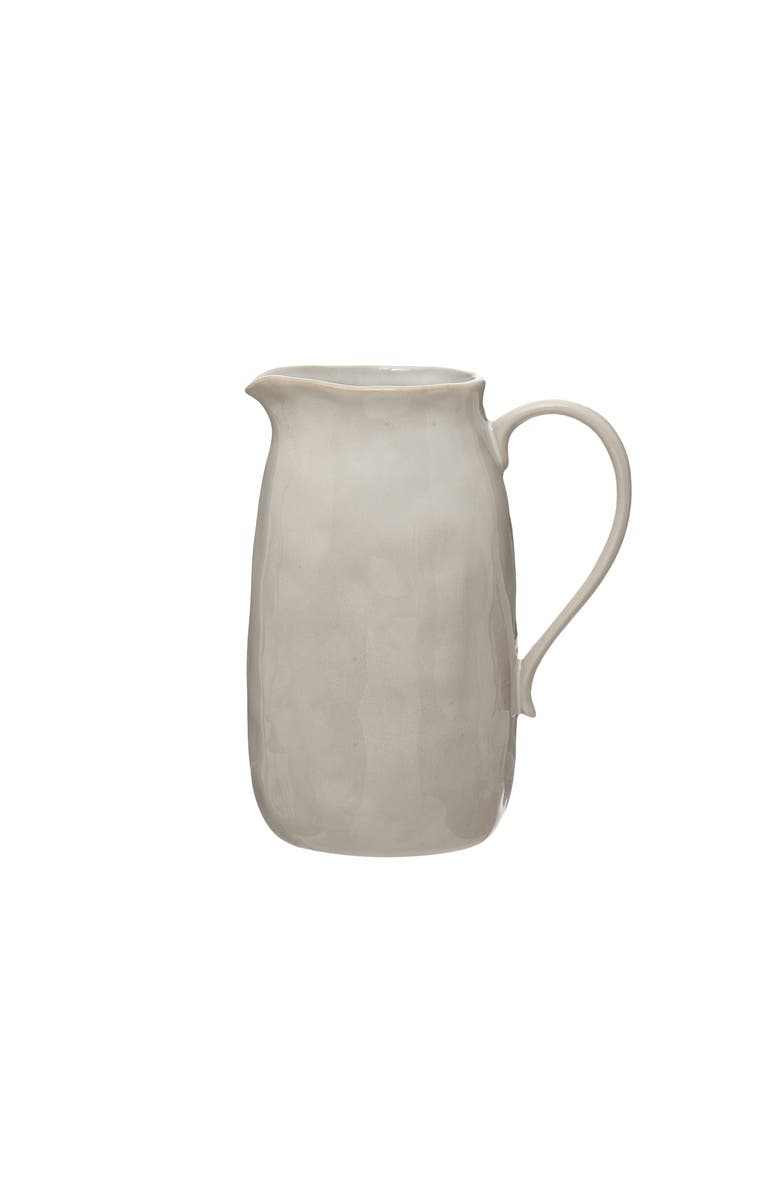 Storied Home Stoneware Pitcher, Main, color, White