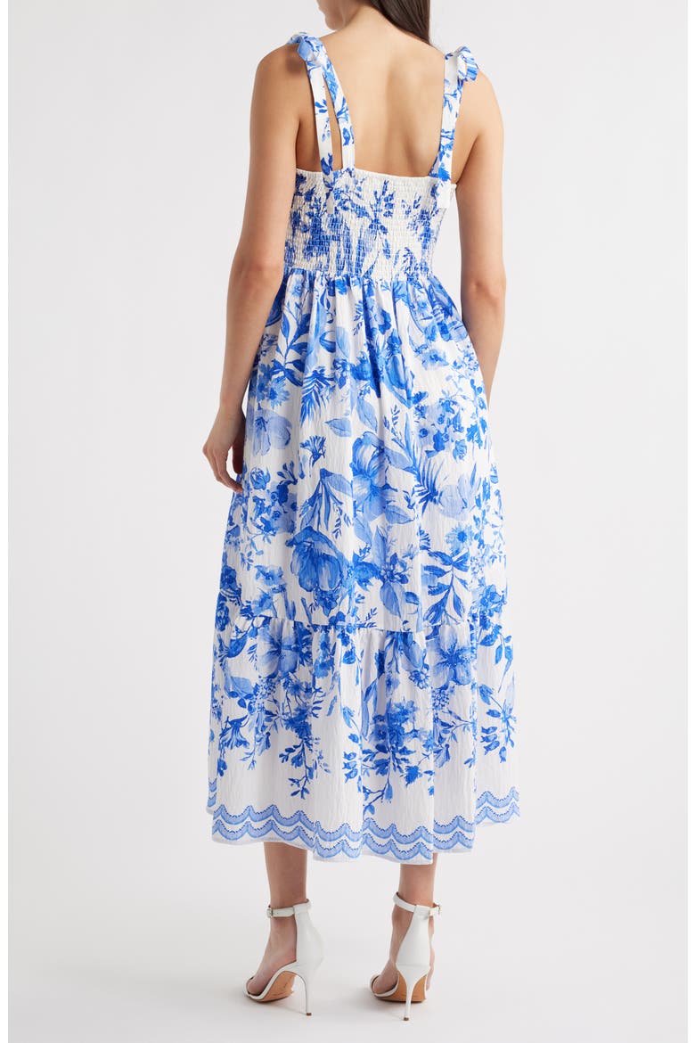Floral Toile Corset Sundress, Alternate, color, WHITE/ BLUE