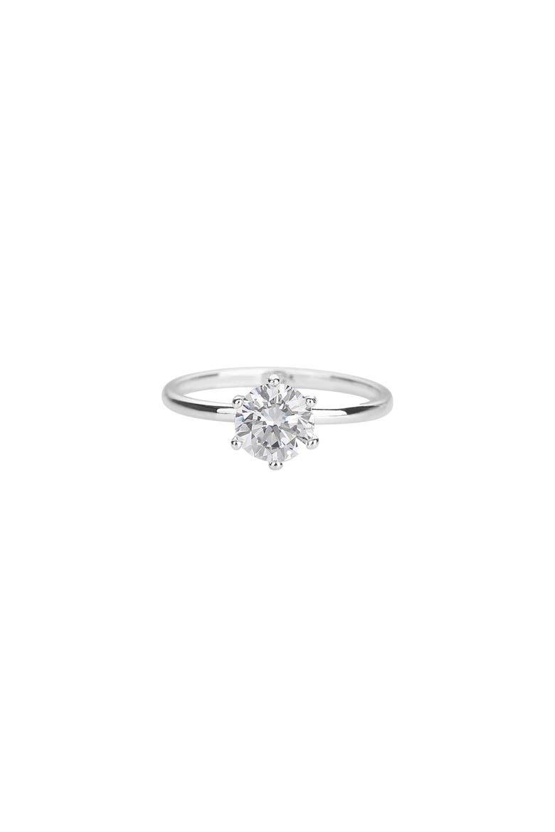 Sterling Silver 18k Gold Plated Sage Ring Dainty Minimalist Sparkle, Main, color, Silver