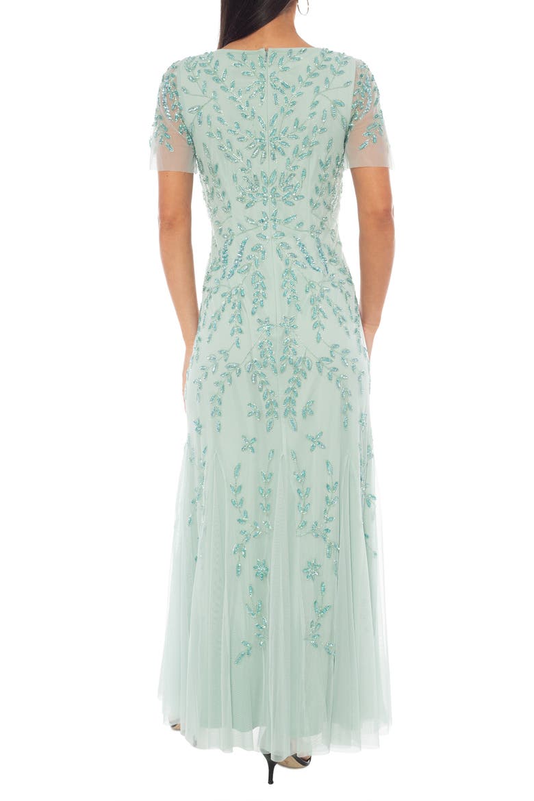 Beaded Godet Gown, Alternate, color, SAGE