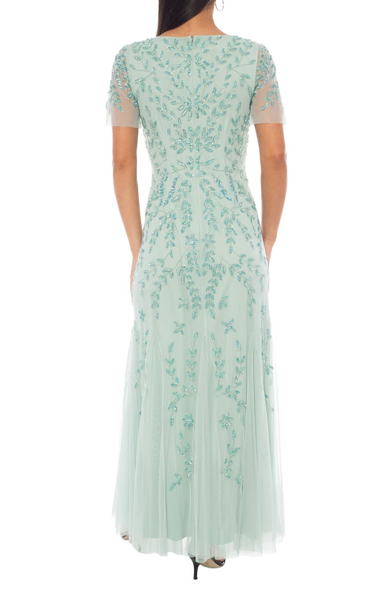 Oleg Cassini Beaded Mesh Dress, Alternate, color, Sage