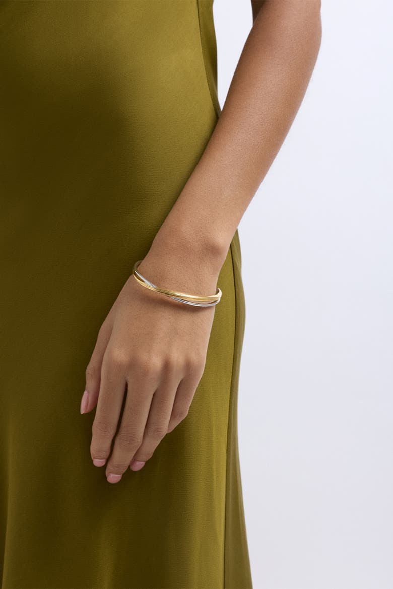 Aurora Weave Mixed Metal Bangle, Alternate, color, Gold