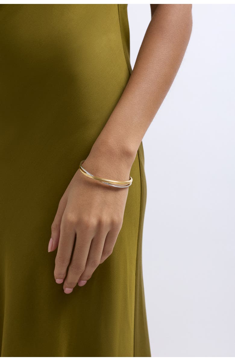 Astley Clarke Aurora Weave Mixed Metal Bangle, Alternate, color, Gold