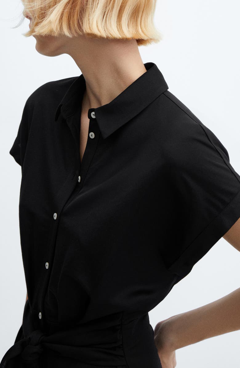 MANGO Knot Detail Midi Shirtdress, Alternate, color, 