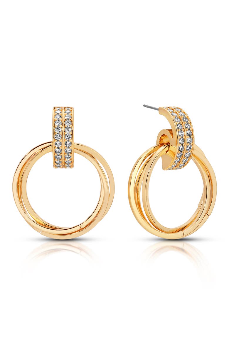 Knot Pavé Drop Earrings, Main, color, GOLD