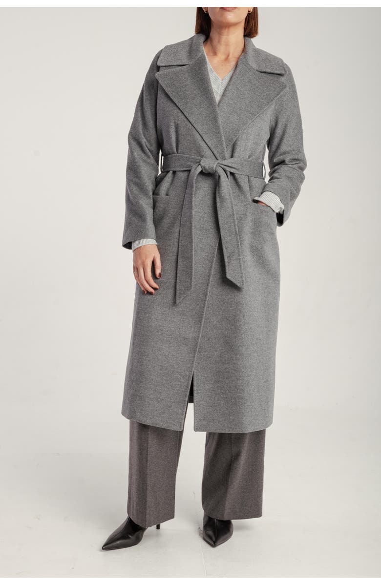 1982 Pure Cashmere Wrap Belted Midi Coat, Alternate, color, Mid Grey