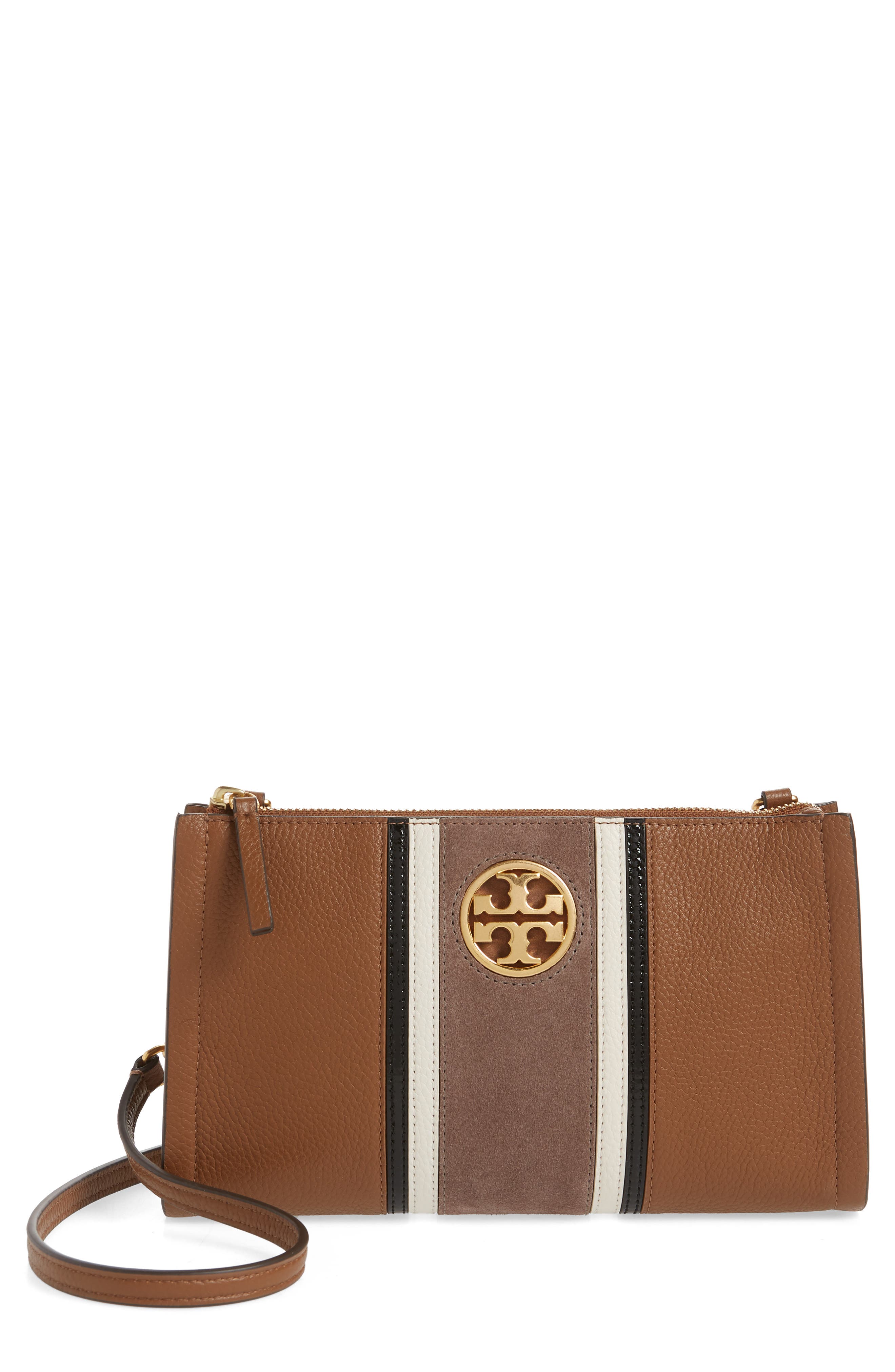 Tory Burch Carson Stripe Leather Crossbody Bag, Main, color, 