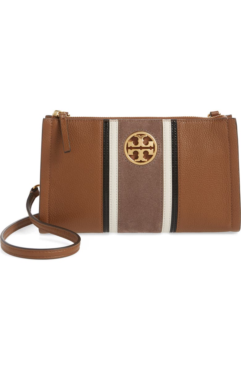 Tory Burch Carson Stripe Leather Crossbody Bag, Main, color,
