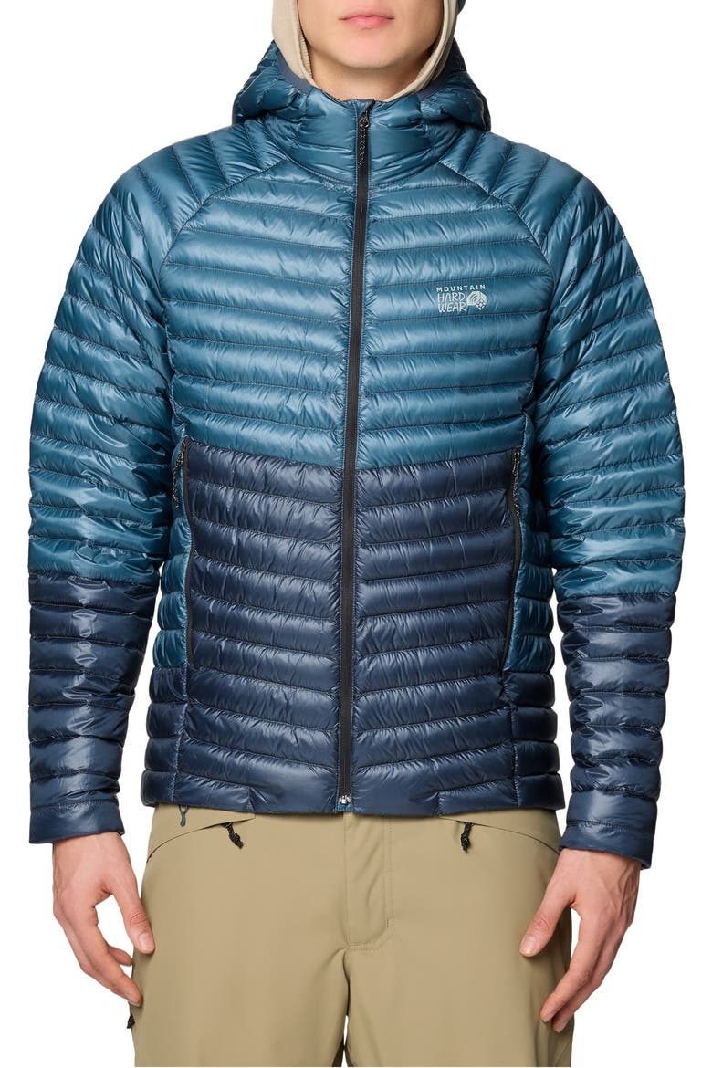 Ghost Whisperer Packable 800-Fill-Power Down Hooded Jacket, Main, color, ADRIATIC BLUE/ MOON BLUE
