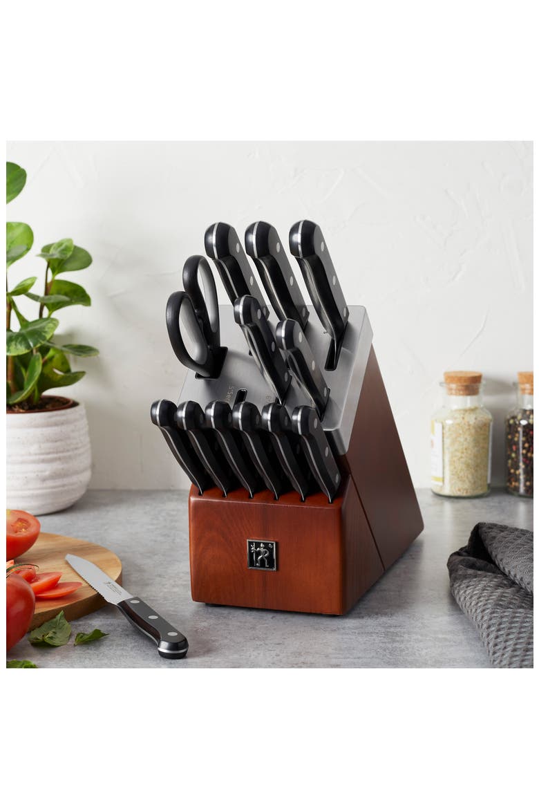 Solution 14-Piece Self-Sharpening Knife Set, Alternate, color, BLACK