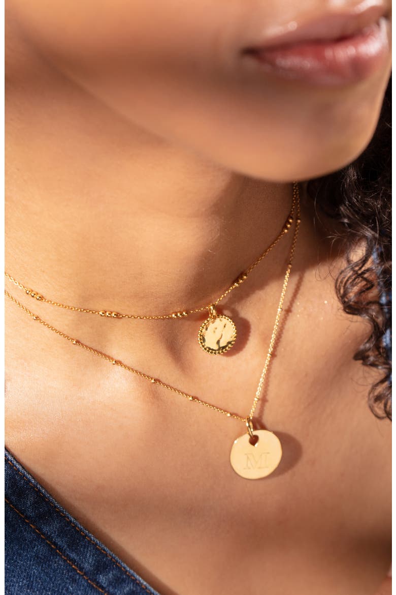 Deia Beaded Disc Pendant Charm, Alternate, color, 18KT GOLD VERMEIL