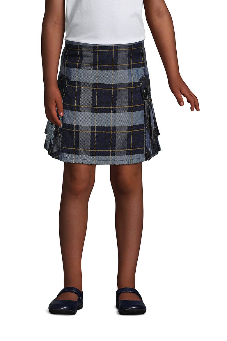 Girls Plus Side Pleat Plaid Skort Above the Knee, Main, color, Classic Navy Plaid