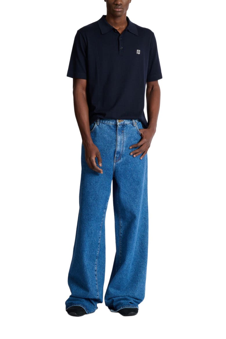 Embroidered cotton polo, Alternate, color, navy